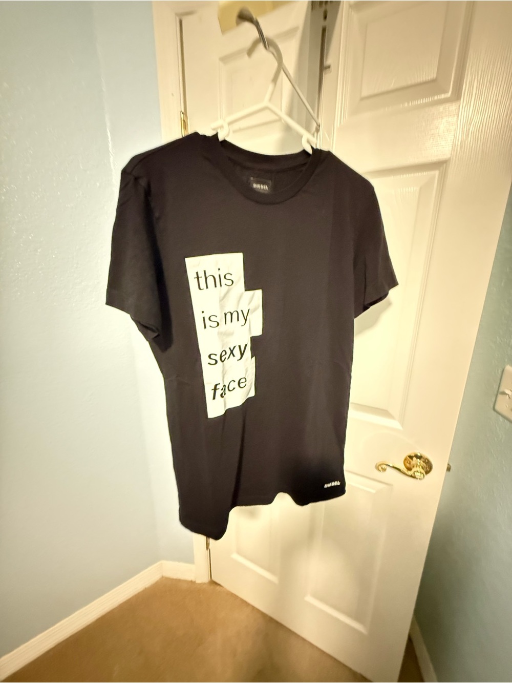 Diesel Black Short Sleeve Tee with White Graphic
